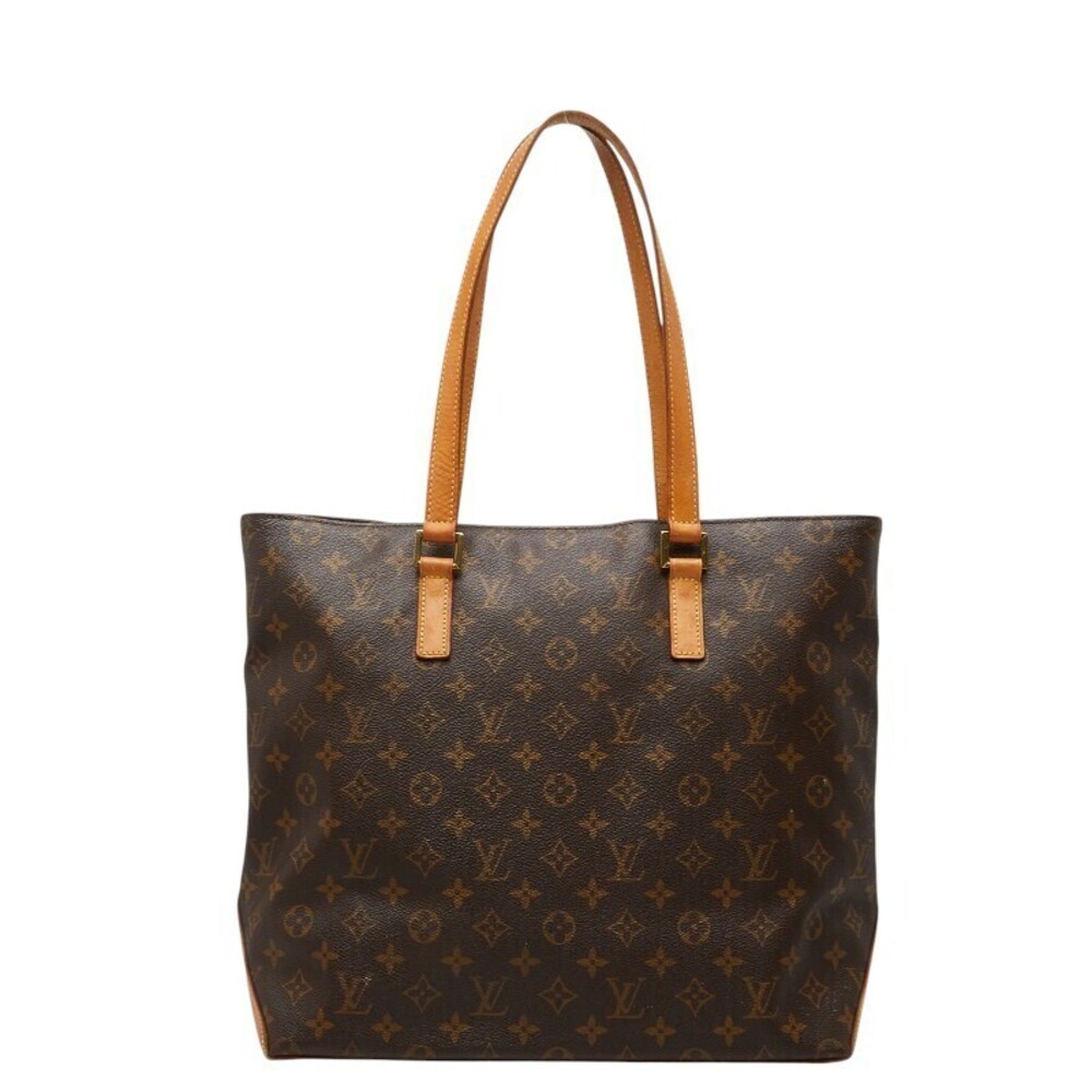 Louis Vuitton Monogram Cabas Mezzo Shoulder Bag Tote Brown Leather
